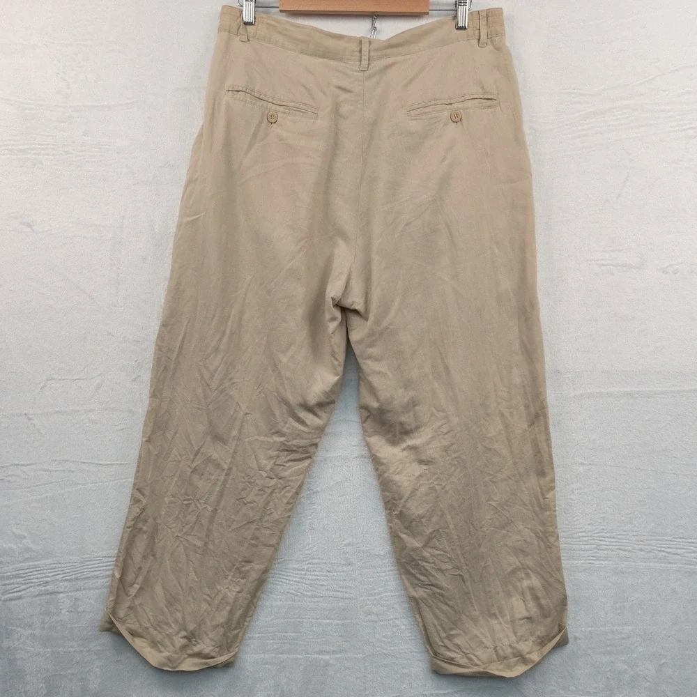 VTG Soulot Pants Mens XL Tan Pleated Relaxed High Rise Wide Leg Skater Baggy Y2K